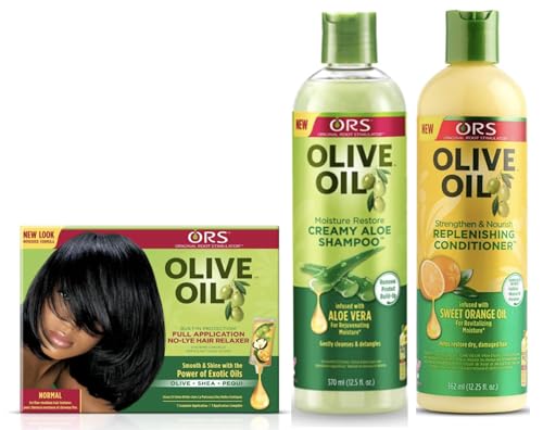 ORS Olive Oil Hair Relaxer & Conditioner Bundle - No-Lye, Normal