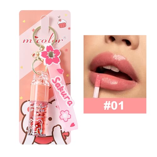 Petansy Keychain Lip Glosses Set, Girls Party Favor Including 3Pcs Assorted Flavors Moisturizing Shimmer Lip Glosses