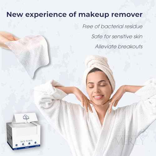 Merly¢â Disposable Face Towels, Facial Wipes Towelettes Disposable, Towels Cloth For Cleaning Face, 10"x12", 50 Counts, 1 pack, Ultra-Soft, Super Absorbent, Biodegradable