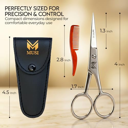 4 Inch Stainless Steel Eyebrow Scissors with Comb