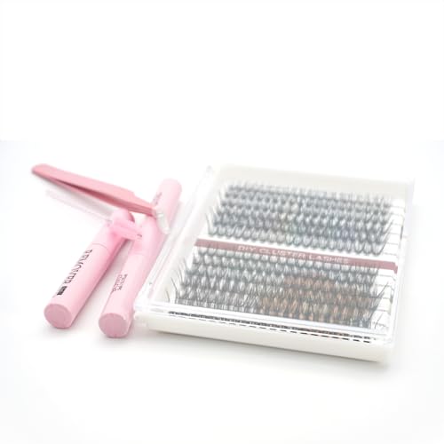 DIY Eyelash Extensions Kit - 10 Rows with Tweezers & Pink Case