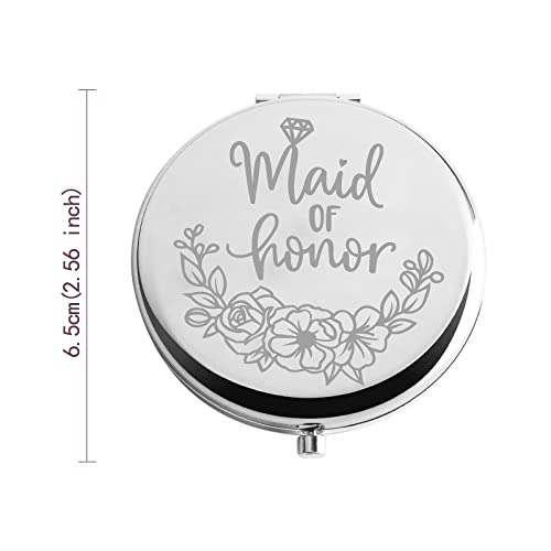 Zuo Bao Wedding Compact Mirror Bridesmaid Gift Maid of Honor Makeup Mirror Wedding Proposal Gift for Bridesmaid Flower Girl (Maid of Honor)