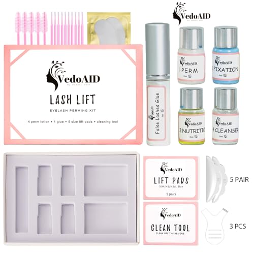2026 VedoAID New Upgraded EyeLash Lift Kit Eyelash Extension Kit Eyelash Perm Kit, Eyelash Lifting & Eyelash Curling Includes Eye Shields, Pads, Accessories, Easy for Beginner,Achieve Salon-Quality