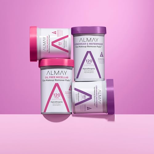 Almay Makeup Remover Pads, Micellar Gentle, Hypoallergenic, Fragrance-Free, Dermatologist & Ophthalmologist Tested, 2 pack