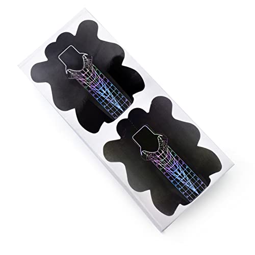 100pcs Nail Forms, Strong Black Nail Form Extension Sticker, Self-Adhesive Sticky Nail Tips Guide for UV Gel/Extension/Acrylic Nail Molds Builder for Salon (YZHT003)