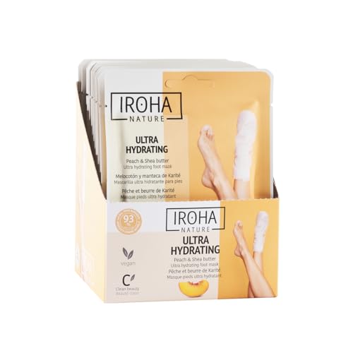 IROHA NATURE Repairing Foot Mask Socks with Peach & Shea Butter | 15 Pairs | Deep Hydration & Instant Repair | For Dry & Cracked Feet | Natural & 100% Vegan | Proven Results