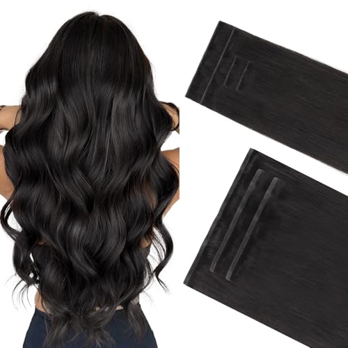 GOO GOO Invisi Edge Clip in Hair Extensions Set, 12inch 85g, 4pcs Injected Seamless PU Clip ins and 3pcs Classical PU Clip insip ins, Virgin Real Human Hair, #1B