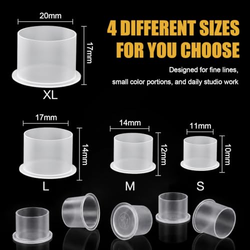 Extra Large 250pcs Tattoo Ink Caps with Base - Clear Disposable Pigment Cups for Permanent Makeup & Large Shading