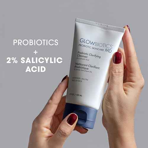 Glowbiotics Probiotic Clarifying Cleanser 5 oz ? Gentle Foaming Face Wash with 2% Salicylic Acid & Peptides | Probiotic BHA Cleanser for Oily & Acne-Prone Skin