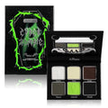 Afflano Smokey Green Eyeshadow Palette, Cyber Goth Smoky Eyes Makeup Eyeshadow Pallet With Mirror, Neon green Brown Black White Grey Highly Pigmented Long Lasting, for Girls Women Green Eyes Makeup