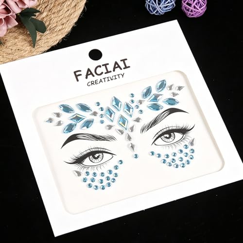 Blue Mermaid Face Gems Rhinestone Stickers (2 Sets)