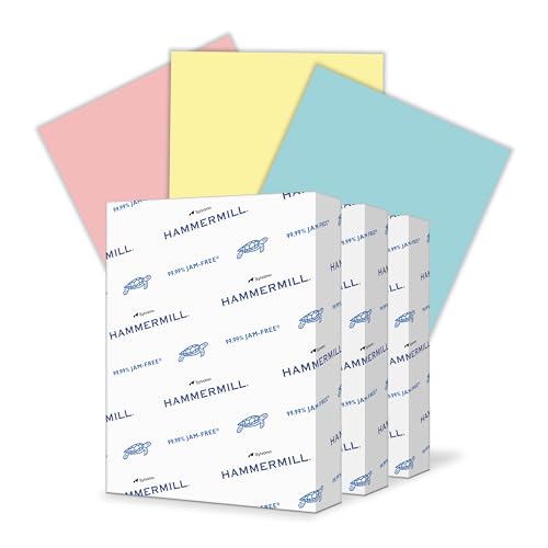 Hammermill Colored Paper Assortment, Canary, Blue, Pink Printer Paper, 20lb, 8.5x11 Paper, Letter Size 3 Ream (1,500 sheets)