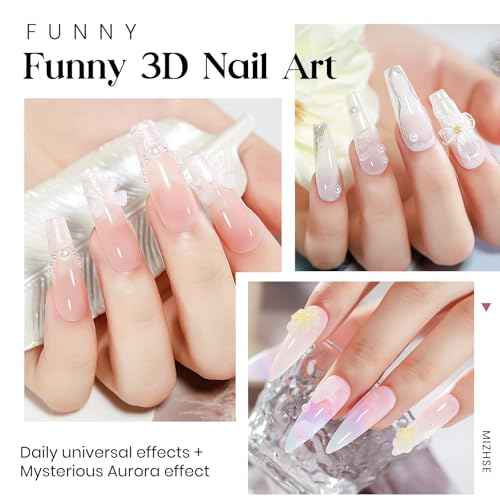 MIZHSE Solid Builder Gel for Nails, Non-Sticky Clear and White 3D Nail Art, Sculpting Building Hard Gel with Dual Form Silicone Pen for Carving Patterns Decoration Nail Art Manicure Home DIY