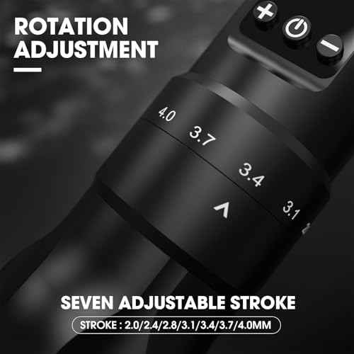 Tattoo Kit - EZTAT2 Tattoo Gun Kit with 7 Strokes 2.0-4.0mm Wireless Tattoo Machine, 1600mAh Battery Power Supply, 20Pcs Tattoo Cartridge Needles and 11 Color Inks for Tattoo Artists