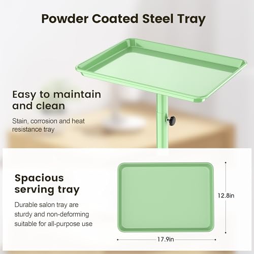Salon Tray Tattoo Tray Salon Cart for Hair Stylist Salon Trolley Cart with Wheels Salon Rolling Tray-Green