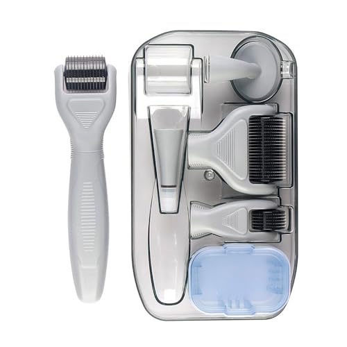 6-in-1 Titanium Derma Roller for Face and Body ? Kit with Micro-Needles (0.25mm) and (0.3mm) ? 300, 720, and 1200 Needles for Men and Women