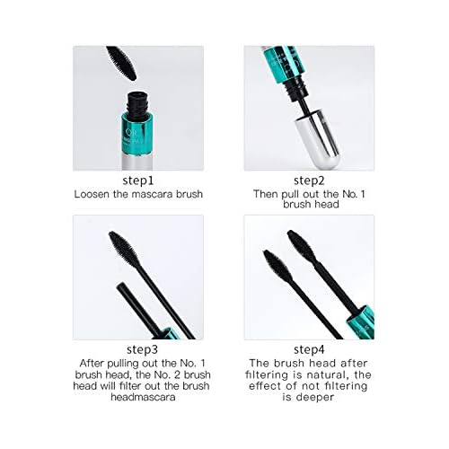 4D Silk Fiber Lash Mascara, 2 in 1 Mascara For Natural Lengthening And Thickening Effect(Pack of Cyan, Black)