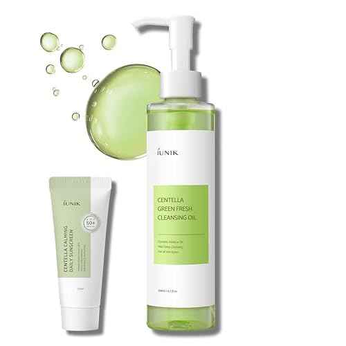 IUNIK Centella Asiatica Cleansing Oil - Pore & Sebum Control Oil Cleanser | Makeup & Sunscreen Remover for Women & Men Dry Oily Sensitive Acne-prone Skin Gentle Face & Body Wash Korean Skincare