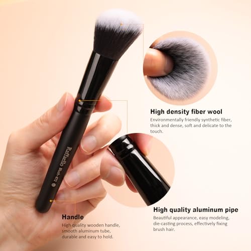 Black Raffaello 15Pcs Makeup Brush Set - Synthetic, Vegan, Professional Quality