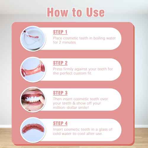 Dentures for Women and Men, Silicone Dentures Upper and Lower, Fix Your Smile at Home Within Minutes, Natural Shade False Teeth & Veneers