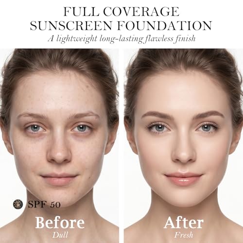 SPF 50 Foundation Stick with Brush - 3-in-1 Concealer & Sunscreen