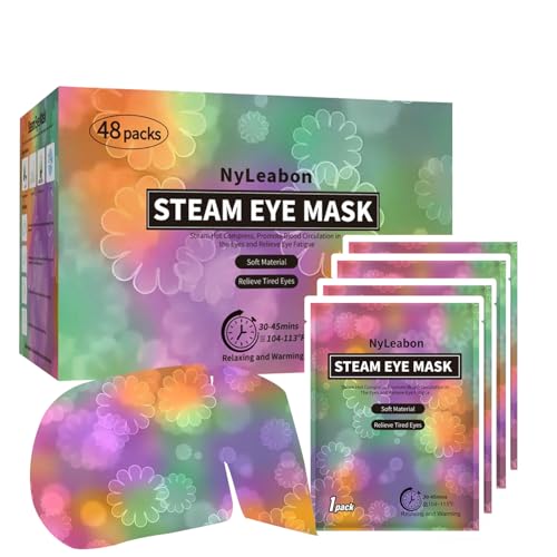 48 Packs Steam Eye Mask for Eyes, Disposable Self Heating Warm Compress Eye Mask, Heated Sleeping Eye Patch Help for Eyes Spa, Relief Stress Eye Fatigue