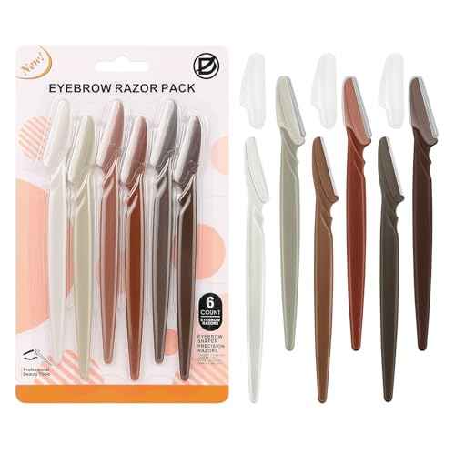 D Dermaplane Razor for Women Face - 6PCS Face Razors for Women - Eyebrow Razor with Precision Cover - Face Shaver for Men - Facial Hair Removal for Men - Neutral