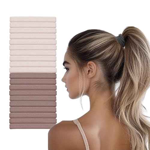 Hair Ties No Damage - Strong Stretchy SnagFree Hair Bands | Soft Nylon Thick Ponytail Holders Hair Elastics for Everyday Hairstyles | Ideal Gifts for Women Teens Girs 20pcs