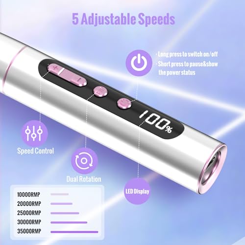 Cordless Nail Drill 35000RPM with 12 Bits & 36 Sanding Bands
