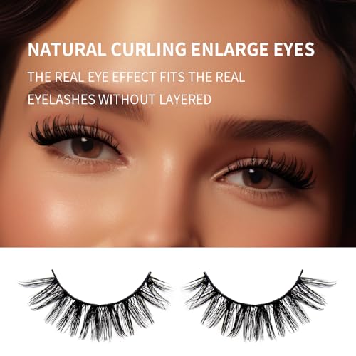 Russian Strip Lashes 7 Pairs D Curl Fluffy Wispy Mink