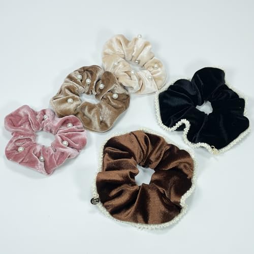 Jseng 2 Pack Hair Scrunchies, Premium Velvet Scrunchies for Women Curly Hair, Soft Velvet Hair Scrunchies for Girls Thin | Thick Hair.