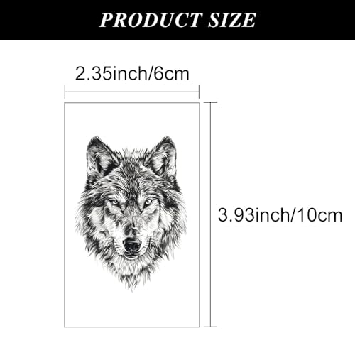 Wolf Temporary Tattoos 12pc – Black & White Sketch Armband