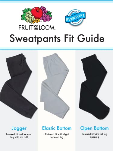 Fruit of the Loom mens Eversoft Fleece & Joggers (Regular Big Man) Sweatpants, Elastic Bottom - Black Heather, Small US