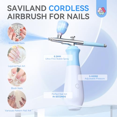 SAVILAND 25 PSI Rechargeable Nail Airbrush with Compressor