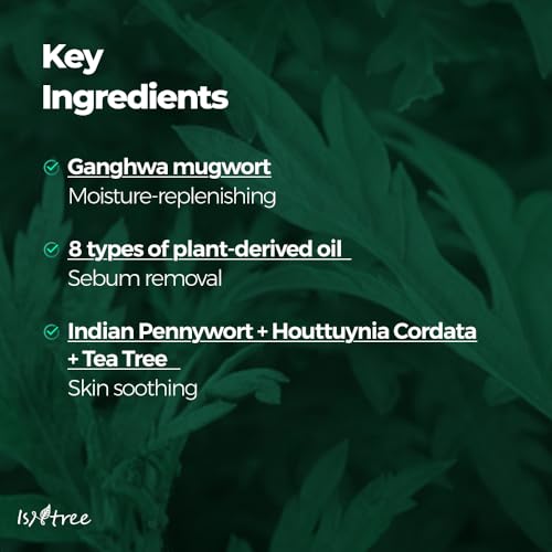 IsNtree Mugwort Calming Deep Cleansing Oil 200ml, 6.76 fl.oz | Korean Oil Cleanser for Sensitive & Oily Skin | Lightweight & Non-Greasy | Soothing & Deep Cleansing | Vegan & Cruelty-Free Skincare