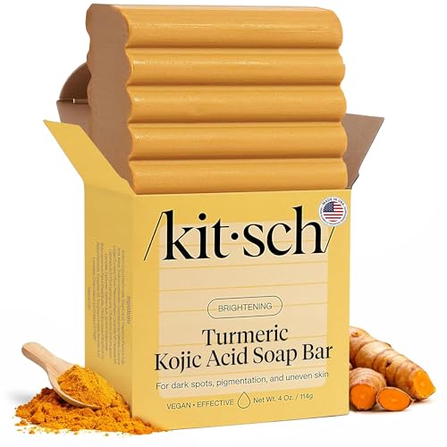 Kitsch Kojic Acid & Turmeric Soap Bar - Brightening Face & Body Wash, 4 oz