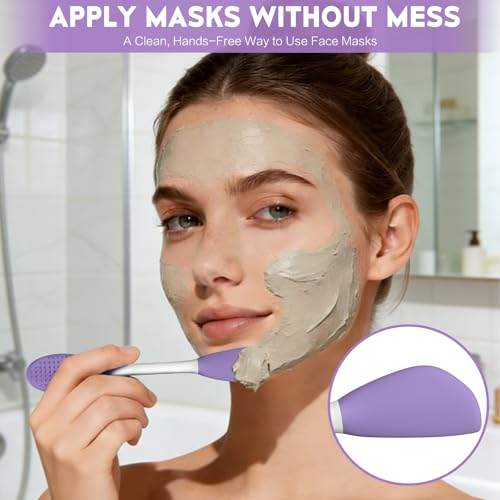 Silicone Pore Cleansing Brush Kit with Mask Spatula & Massage Tool - Dual-Ended Face Care