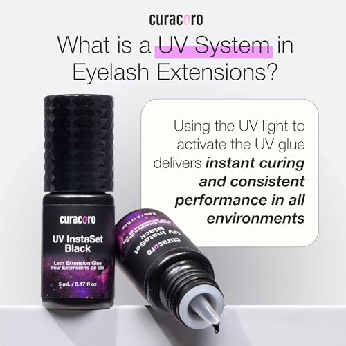 Curacoro UV Lash Glue - Instant Curing Black Adhesive, 5ml