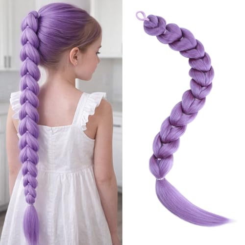 Light Purple Braided Ponytail 28 Inch Pre-Styled Hair Extension