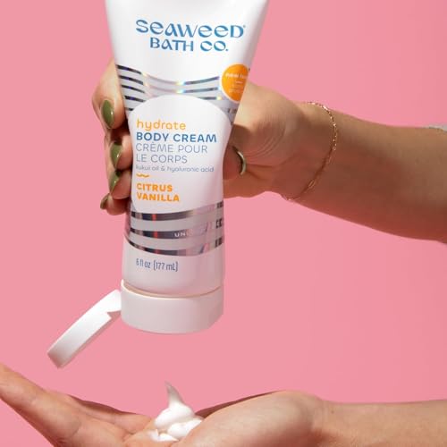 The Seaweed Bath Co. Hydrating Soothing Body Cream, Citrus Vanilla Scent, with Argan Oil & Shea Butter, 6 Oz
