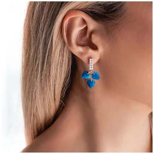 Blue Sapphire Tassel Drop Earrings Gold Plated