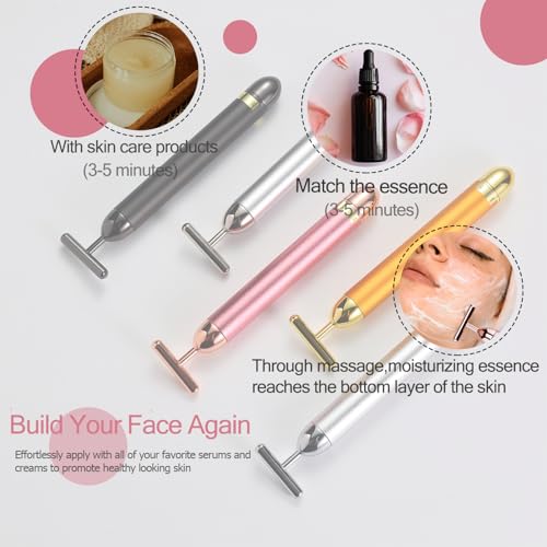 24K Gold Facial Massager T-Shape Tool for Face & Neck
