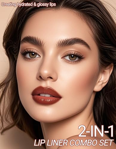 Erinde 2-in-1 Lip Liner & Gloss Combo Set - Nude Brown
