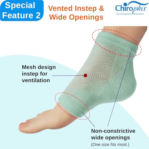 Chiroplax Mint Vented Moisturizing Heel Socks - 2 Pairs for Dry Cracked Feet