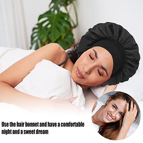 4-Pack Silk Satin Bonnets for Sleeping - Elastic Wide Band Hair Wrap