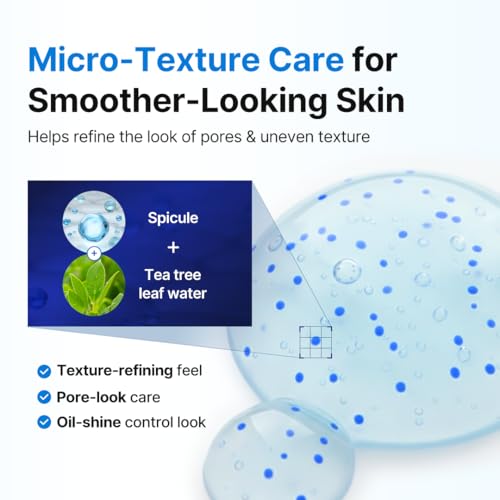 Blue Eraser Calming Serum - LED Vibration Applicator, Tea Tree Leaf Water, Niacinamide + Hyaluronic Acid, Oil Control & Pore-Look Refining, Lightweight Korean Skincare, 0.5 fl oz