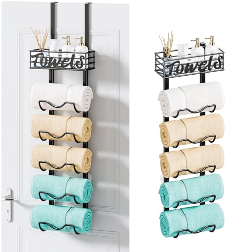 HapiRm Over The Door Towel Rack - 6 Tier Wall Mount Organizer