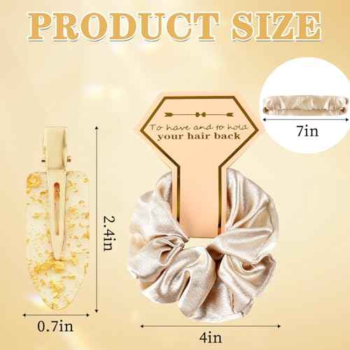 Zkptops 24Pcs Bridesmaid Proposal Gifts Bulk Cute Golden Glitter Hair Clips Soft Silk Satin Scrunchies Set for Bridal Wedding Bachelorette Party Favors Gift Bridesmaid Hair Accessories for Women Girls