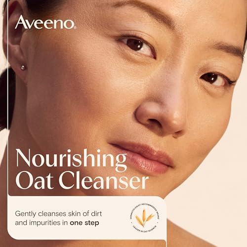 Aveeno Calm + Restore Nourishing Oat Cleanser, Daily Hydrating Facial Cleanser & Face Wash for Sensitive Skin, Non-Foaming, Hypoallergenic, Non-Comedogenic, Fragrance-Free, with Feverfew, 7.8 fl oz