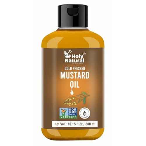 Mustard Oil (10.15 FL Oz/300 ml) - Cold pressed, Pure & Natural, Cold-Pressed, No GMO, Untreated and Unrefined I Packed with omega 3 and omega 6 fatty acids
